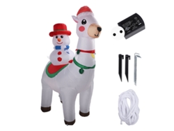 Adorno Navideño Inflable: Muñeco De Nieve Montando Una Alpaca, 1,8 M, Con Luz Led, Enchufe Europeo De 220 V.