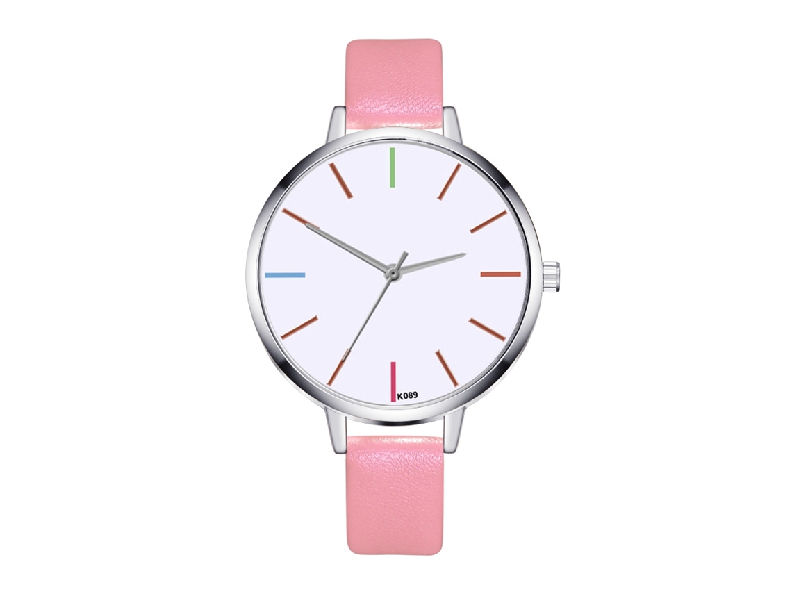 Reloj De Pulsera De Cuarzo Rosa Para Mujer Zhoulianfa Con Correa De Piel Sintética, Estilo Sencillo.