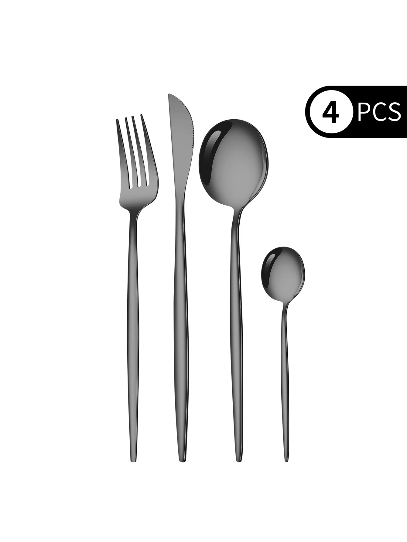 Juego De Cubiertos De Acero Inoxidable (negro) (cuchillo, Tenedor, Cuchara)