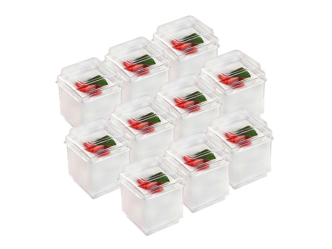 20 Unidades De Vasos De Plástico Transparente Para Mousse, Recipiente Cuadrado Para Gelatina, Yogur Y Postre Webake (con Tapa)