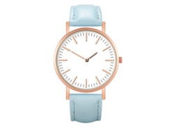 Reloj De Pulsera De Cuarzo Para Mujer Con Correa De Poliuretano, Estilo Moderno, Pantalla Analógica Azul Claro.