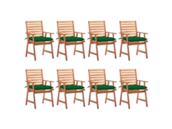 Sillas de comedor de jardín DKD Home Decor de 8 piezas con cojines de acacia maciza
