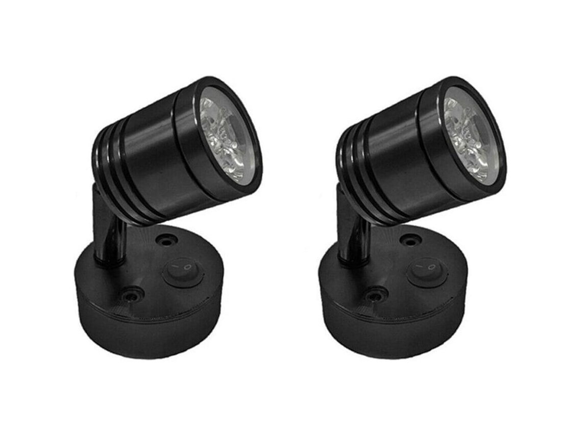 Luz Led De Punto 12v Ajustable Para Lectura En Camper Caravana Barco Interior Negra