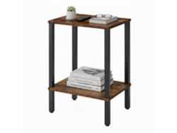 Mesa Auxiliar Relaxdays, 2 Estantes, Diseño Industrial, Hxbxt: 55x38x30 Cm, Salón/dormitorio, Marrón/negro