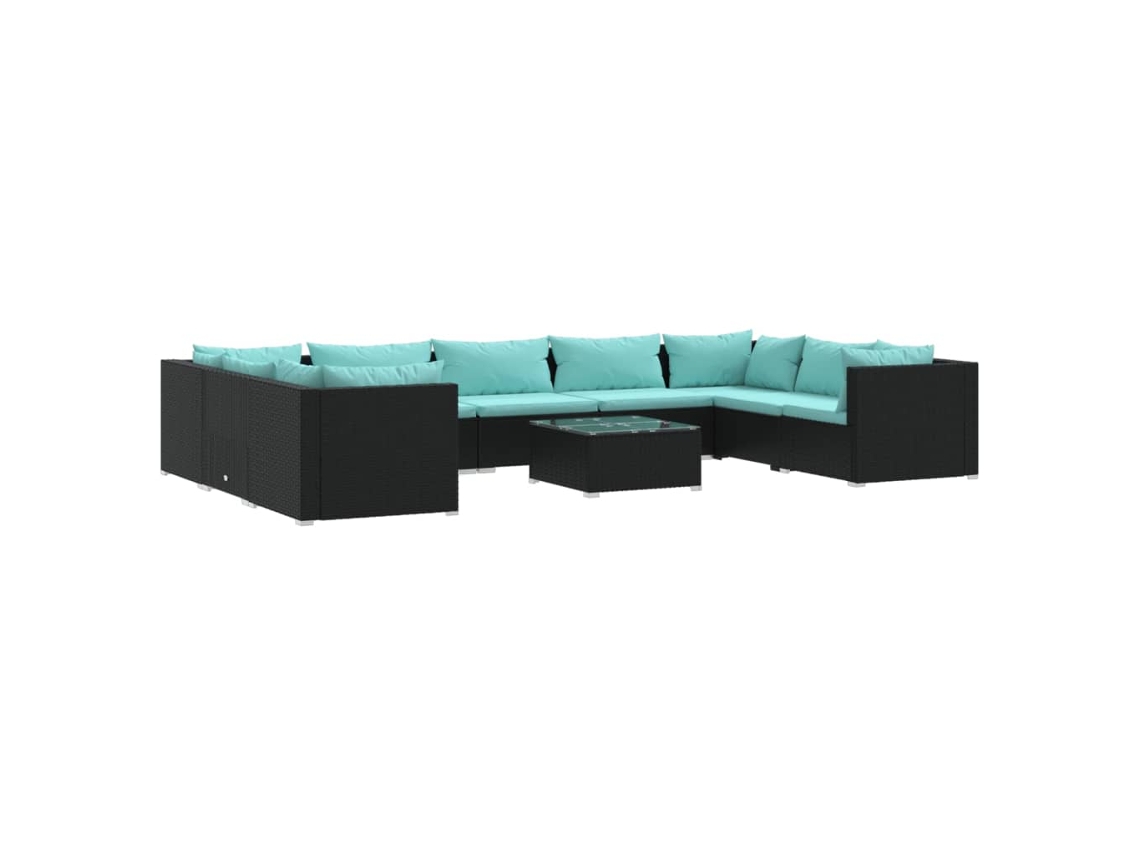 Maison Exclusive - Set De Muebles De Jardín 10 Pzas Cojines Ratán Sintético Negro