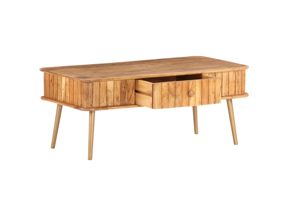 Mesa de café  Mesa auxiliar de madera maciza de acacia (100 x 50 x 40 cm) Wsd934195 Lovely Home