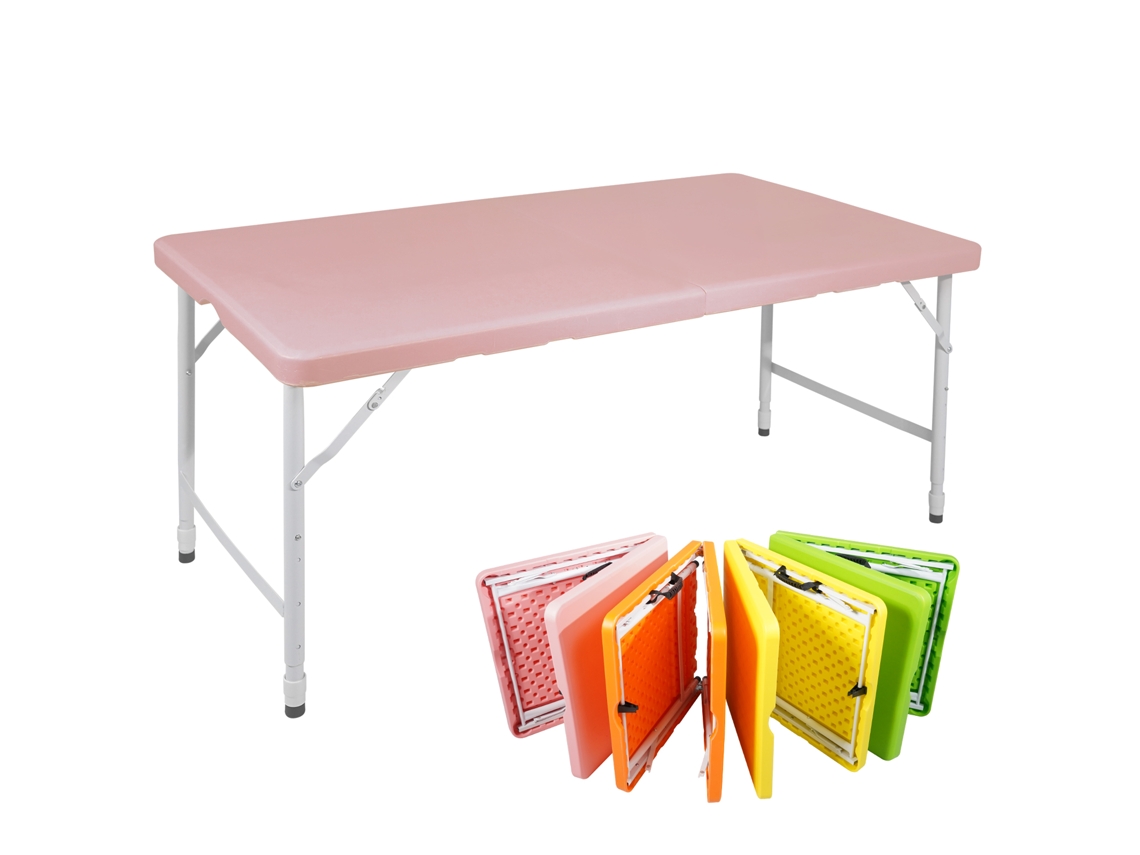 Mesa Plegable,portátil,125cm,altura Ajustable,soporte 135kg,rosa