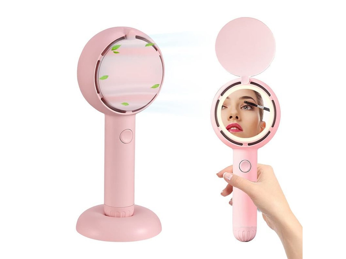 Mini Ventilador Portátil Recargable Para Mujer, Ideal Para Viajes Al Aire Libre Con Luz Led De Relleno.