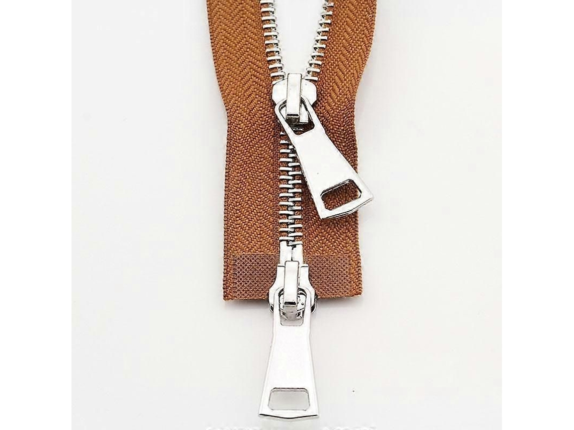 Hebilla Metálica Para Chaqueta Con Dos Deslizadores, Abierta, 90 Cm, Marrón, Accesorio De Costura Diy, 1 Unidad