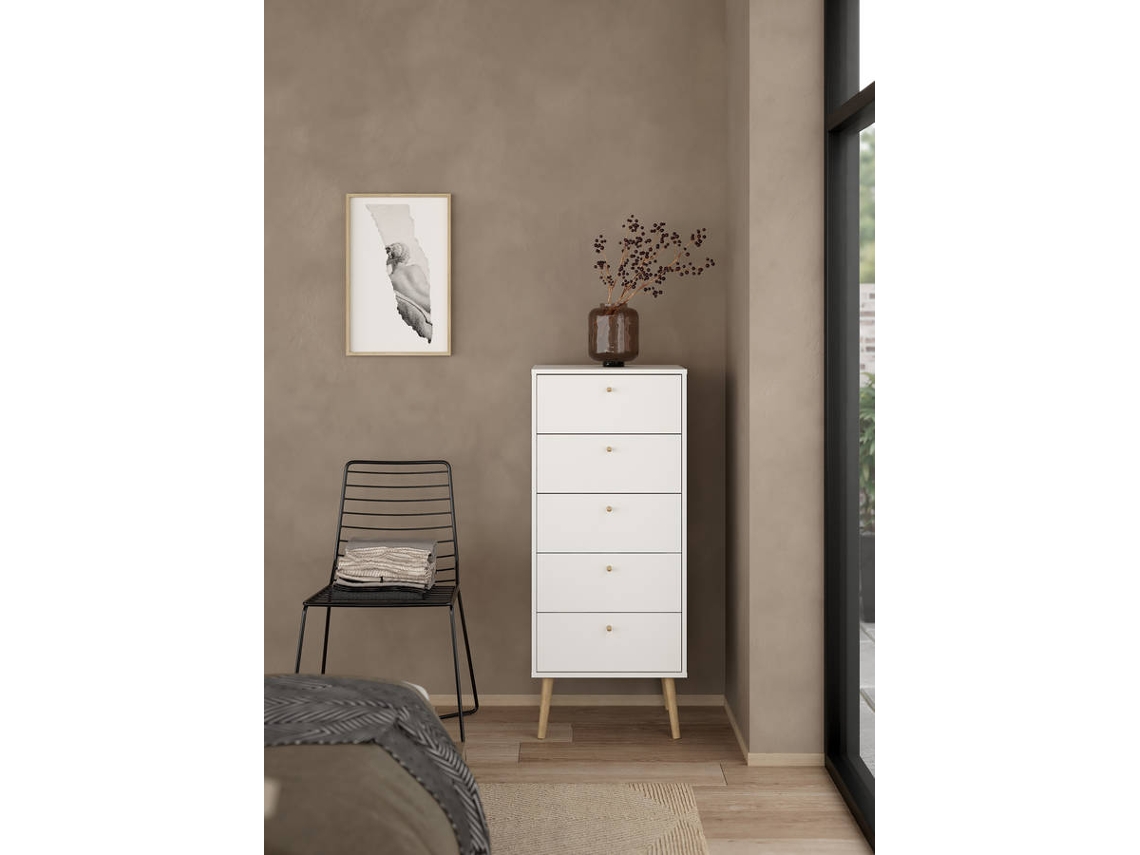 Cómoda TVILUM Braga 5 Cajones (50,2 x 120,1 x 39,1 cm - Blanco)