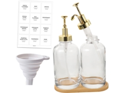 Juego De 2 Dispensadores De Jabón Líquido Para Manos Y Champú, 500 Ml, Vidrio Transparente, Con Dosificador.