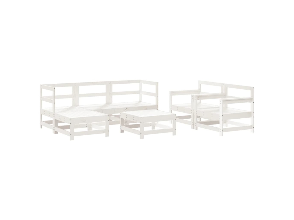 Conjunto 7 Juego de muebles de jardín VIDAXL madera maciza de pino blanco (70 x 62 x 70,5 cm)