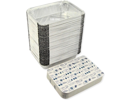 100 Bandejas de Aluminio con Tapa Desechables de 1650 ml - Embalaje alimentario perfecto para barbacoas, transporte de alimentos ESPÍRITO REBELDE