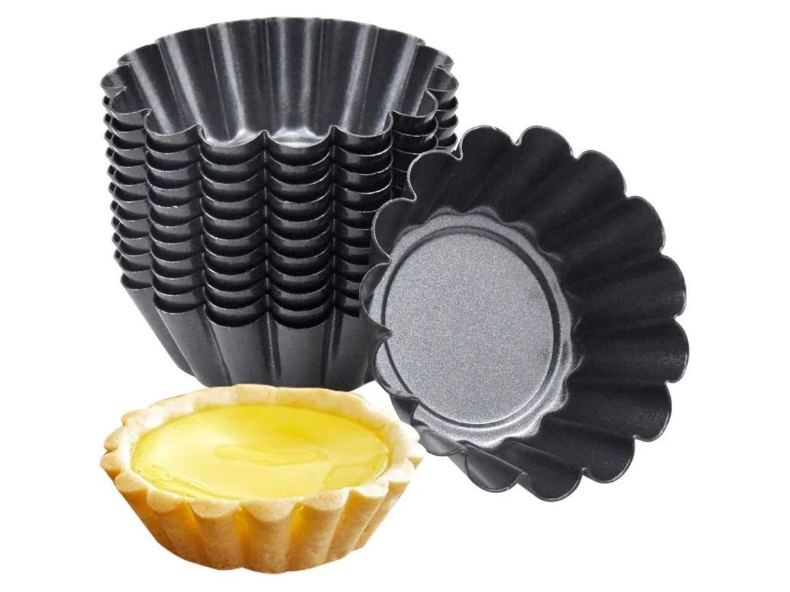 Moldes de carbón Rebe-12 para tartaletas, mini pasteles y magdalenas con revestimiento antiadherente.
