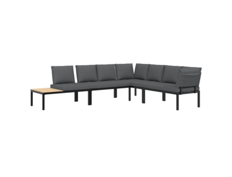 Conjunto 4 de sofás de jardín con cojines VIDAXL aluminio negro