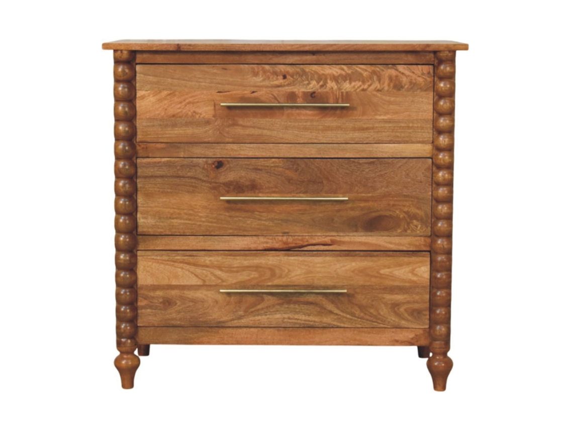 Cómoda ARTISAN FURNITURE EST 1995 TM Spindle de madera maciza, 3 cajones