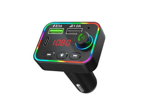 Adaptador Bluetooth para coche, transmisor FM, reproductor MP3, llamadas manos libres, cargador universal BISBISOUS