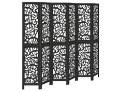 vidaXL Biombo separador de 6 paneles madera maciza Paulownia negro