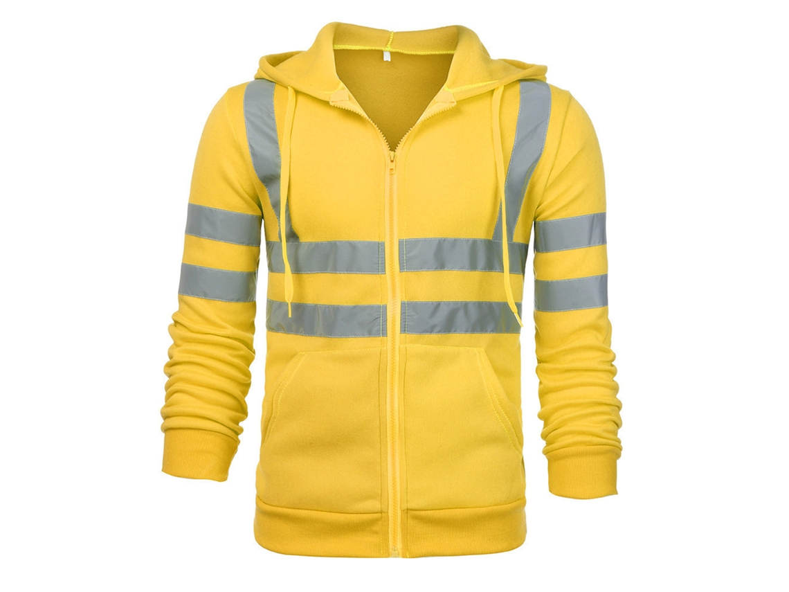 Sudadera De Seguridad De Alta Visibilidad Para Hombre Con Franjas Reflectantes, Amarilla, Talla Xl