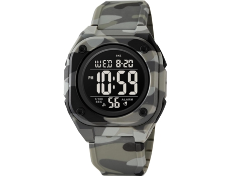 VEANXIN Reloj de pulsera deportivo resistente al agua con cronógrafo LED digital cuadrado-Camuflaje gris