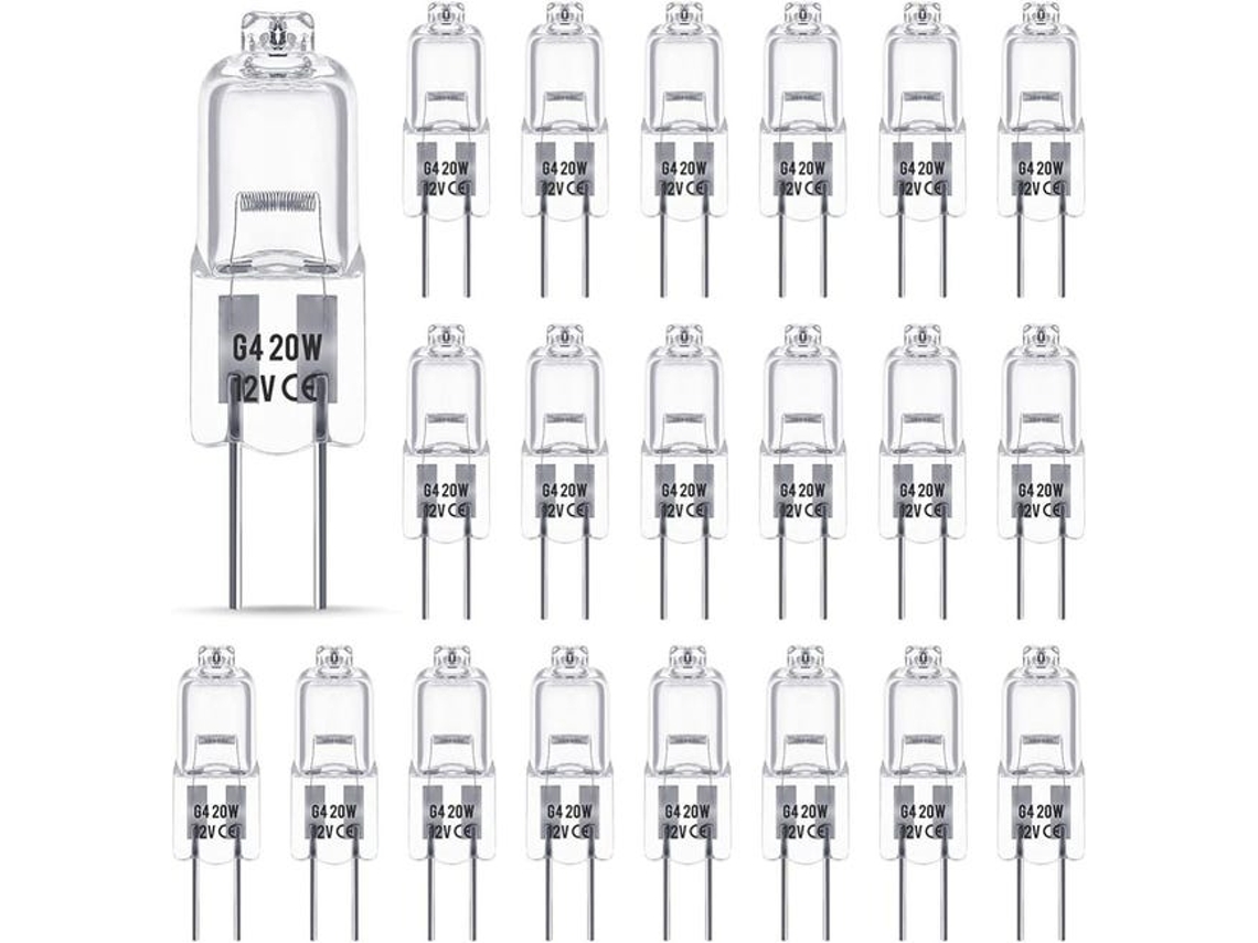 Lâmpada G4 12v 20w Halógena, Lâmpada G4 Dimerizável, 2800k, Base Bi-pino G4, Cápsula Transparente Para Lustres De Cristal