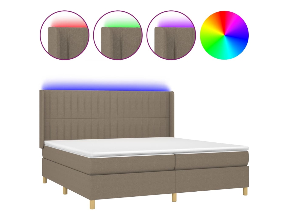 Maison Exclusive - Cama Box Spring Colchón Y Luces Led Tela Gris Taupe 200x200 Cm