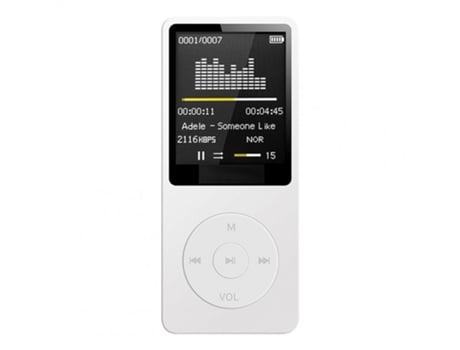 Lector MP3 Bluetooth Lossless FM Radio Portátil Externo Ultrafino Blanco 4 Gb