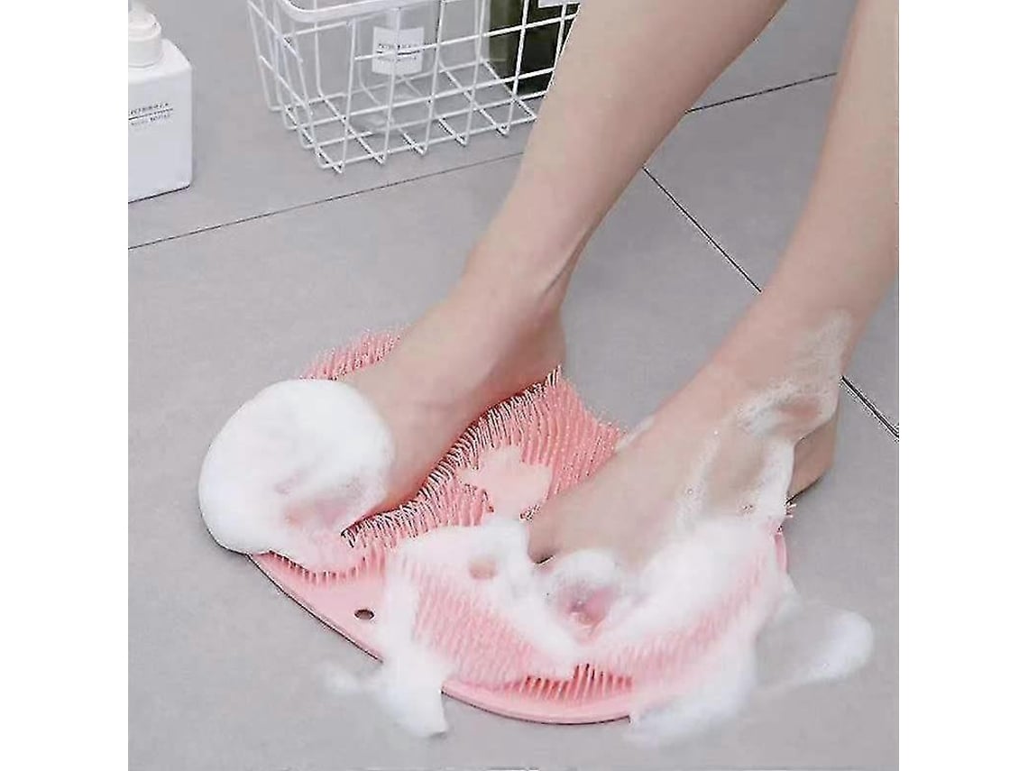 Cepillo De Pies De Silicona Para Ducha Com Massagem Exfoliante Limpiador Profundo Aumenta A Circulação Sangüínea Tamanho 28x24.5x4cm Rosa