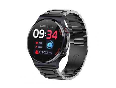 Smartwatch E300 Spo2 Bp Control preciso de la presión arterial Fitness Black Three Steel Beads