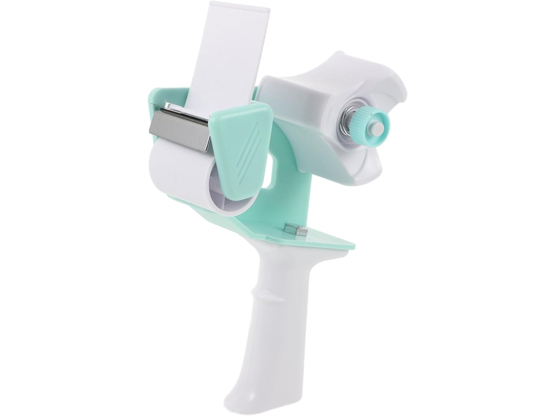 Dispositivo para sellar cinta adhesiva de embalaje con dispensador, dispensador de cinta adhesiva, metálico.