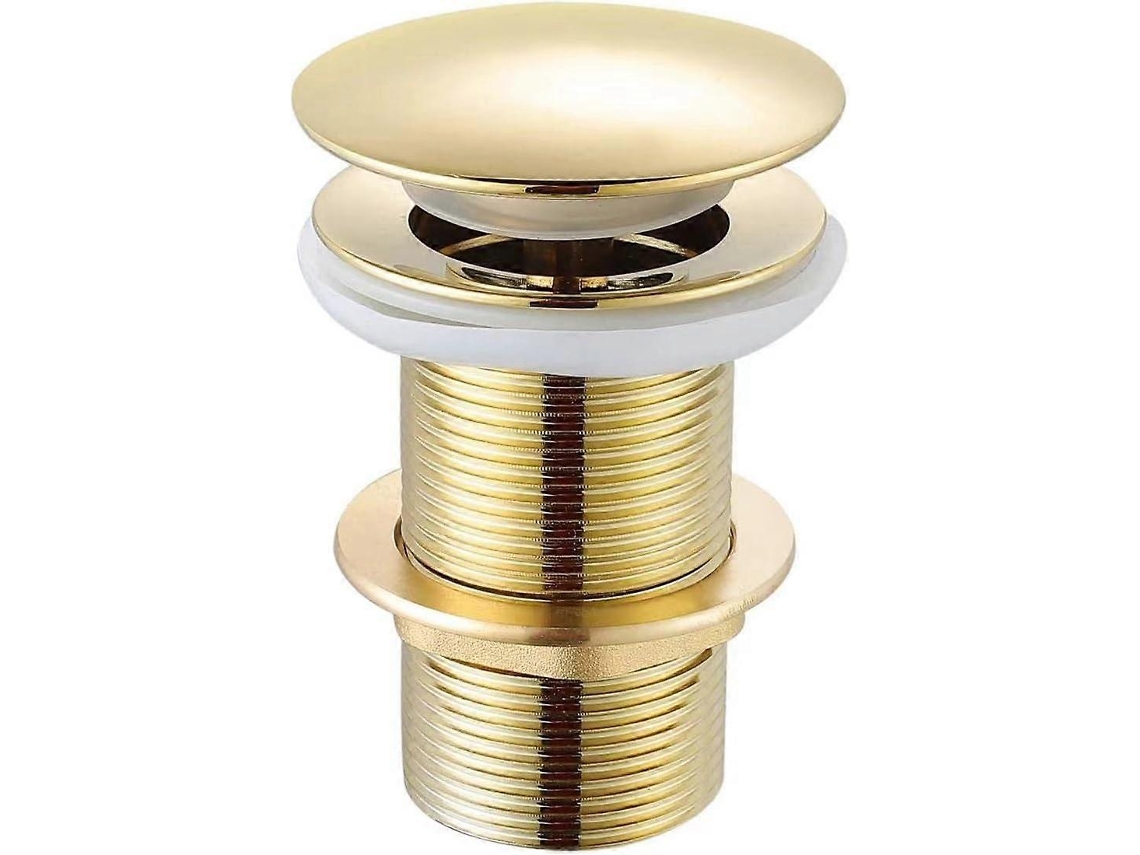 Desagüe De Fregadero Con Orificio De Desbordamiento, Tapón De Resorte Dividido, Latón, Cromo Dorado