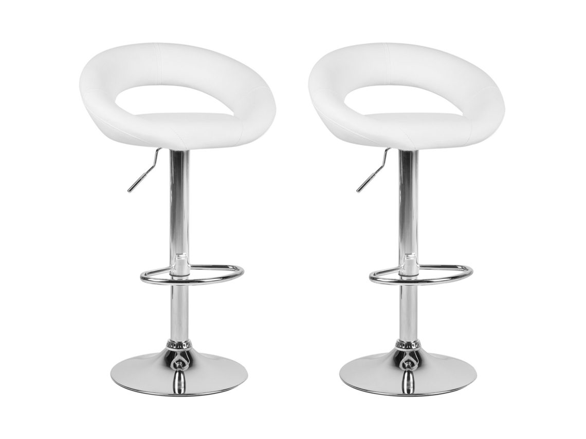 Conjunto de 2 sillas de bar BELIANI Peoria de Piel sintética Blanco 54x40x101