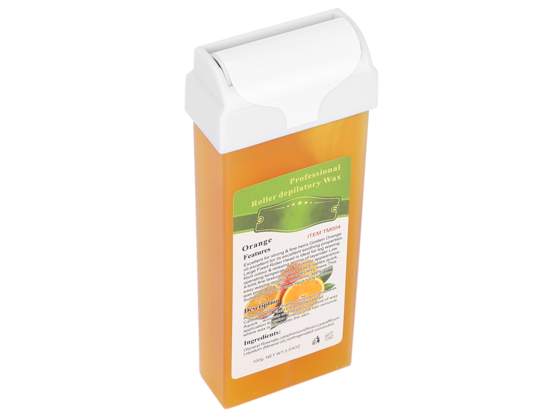 Cera Depilatoria En Rodillo Profesional 100g Para Depilación Corporal De Gran Área En Casa Naranja