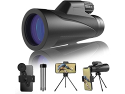 Telescopio monocular 12x42 Bak4 Prism IP68 para observación de aves y vida silvestre, color negro.