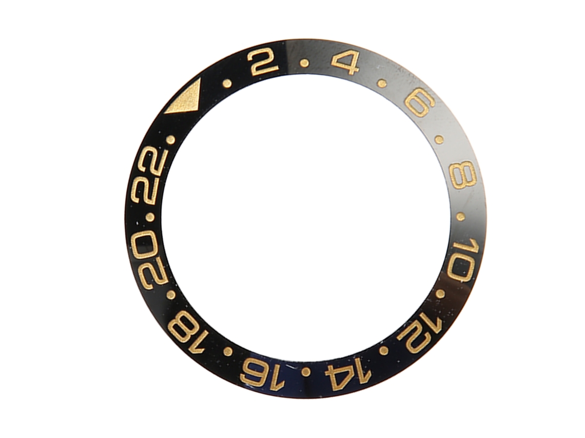 Inserto De Bisel De Cerámica Para Reloj, Base Negra, Dígitos Dorados, Pieza De Repuesto De 38 Mm.