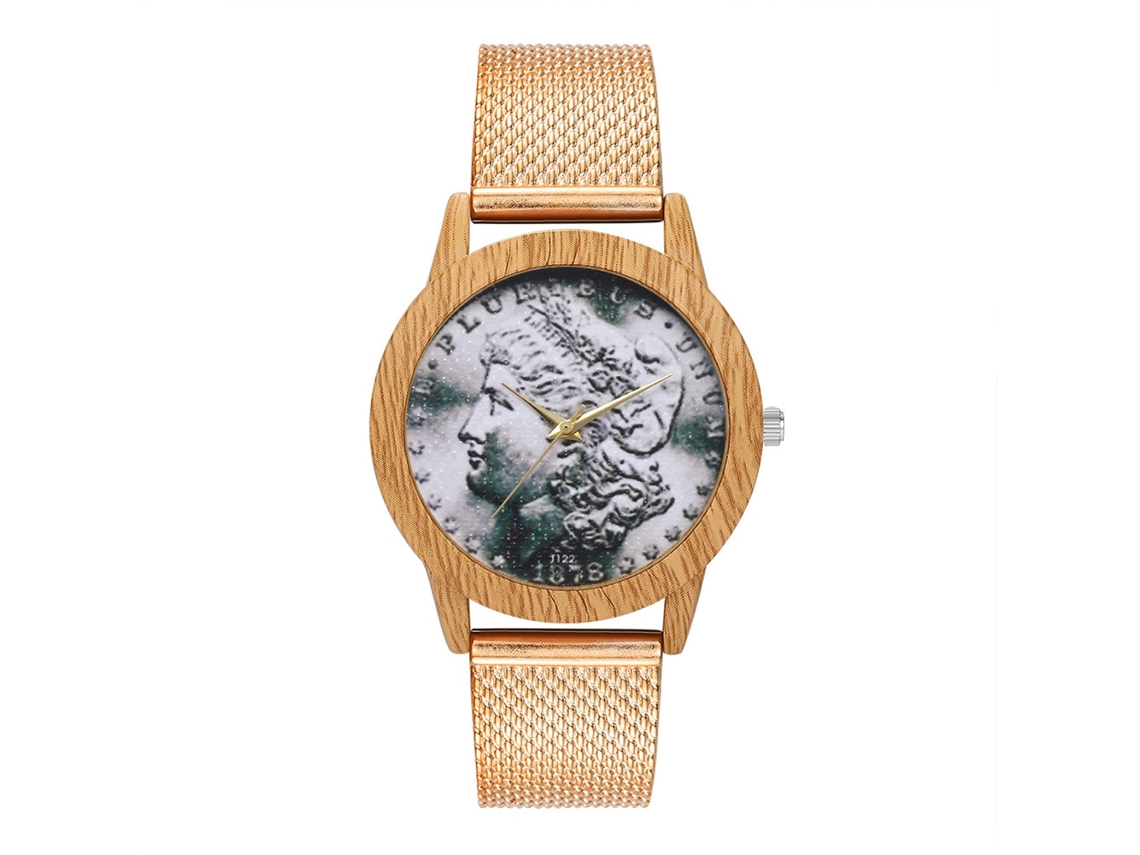 Reloj De Cuarzo Con Correa De Silicona, Dial Redondo Grande, Unisex Casual (oro Rosa)