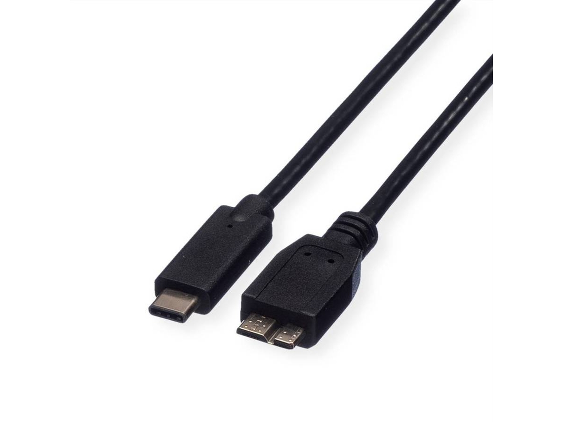 Cable ROLINE (USB C y Micro USB - 1m - Negro)