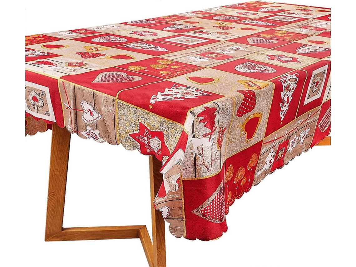 Mantel navideño Omni de poliéster rojo, reutilizable, ideal para fiestas y días festivos, 150 x 180 cm.