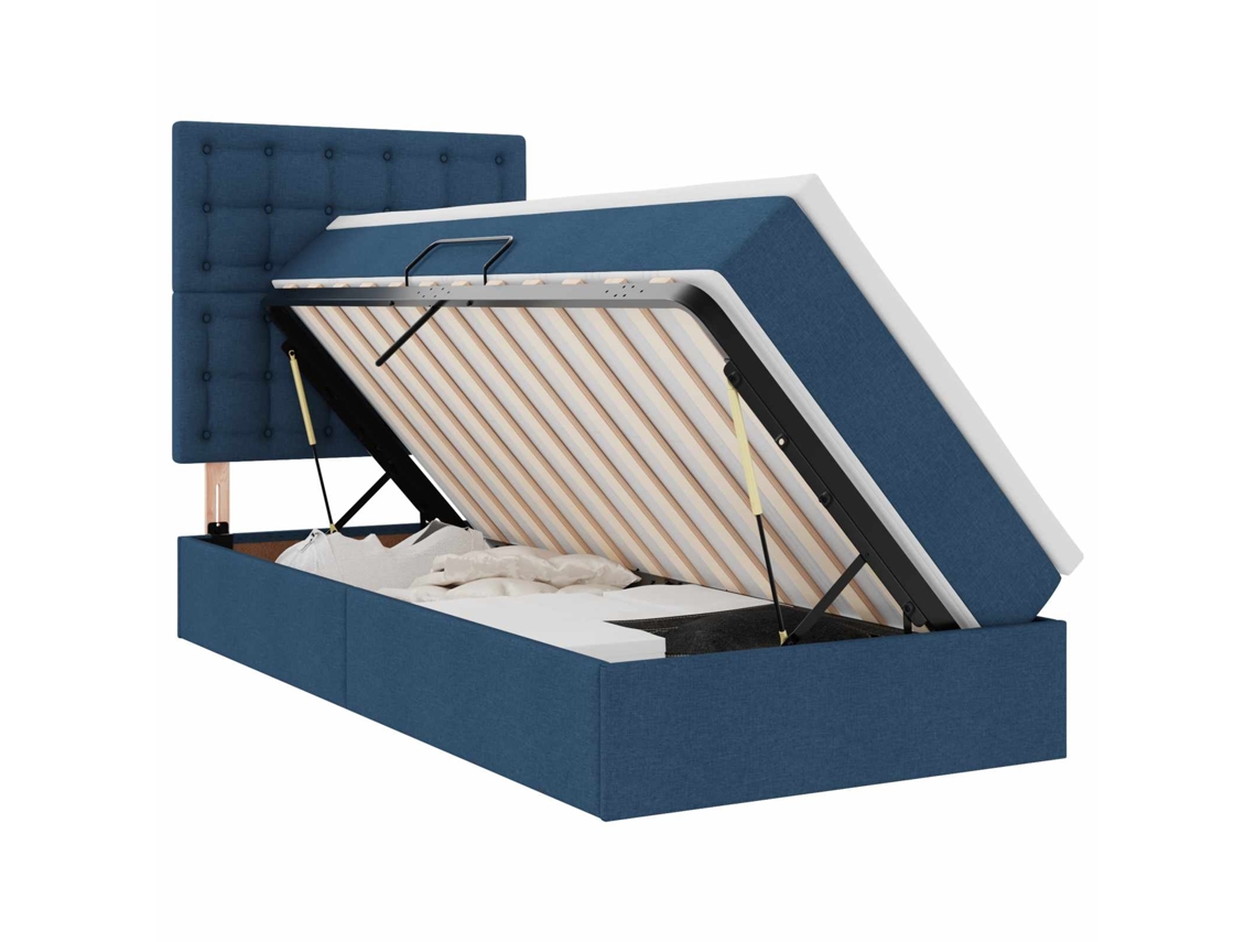 Syfax™ Cama De Almacenamiento Led Con Colchón Azul 90 X 190 Cm Tela