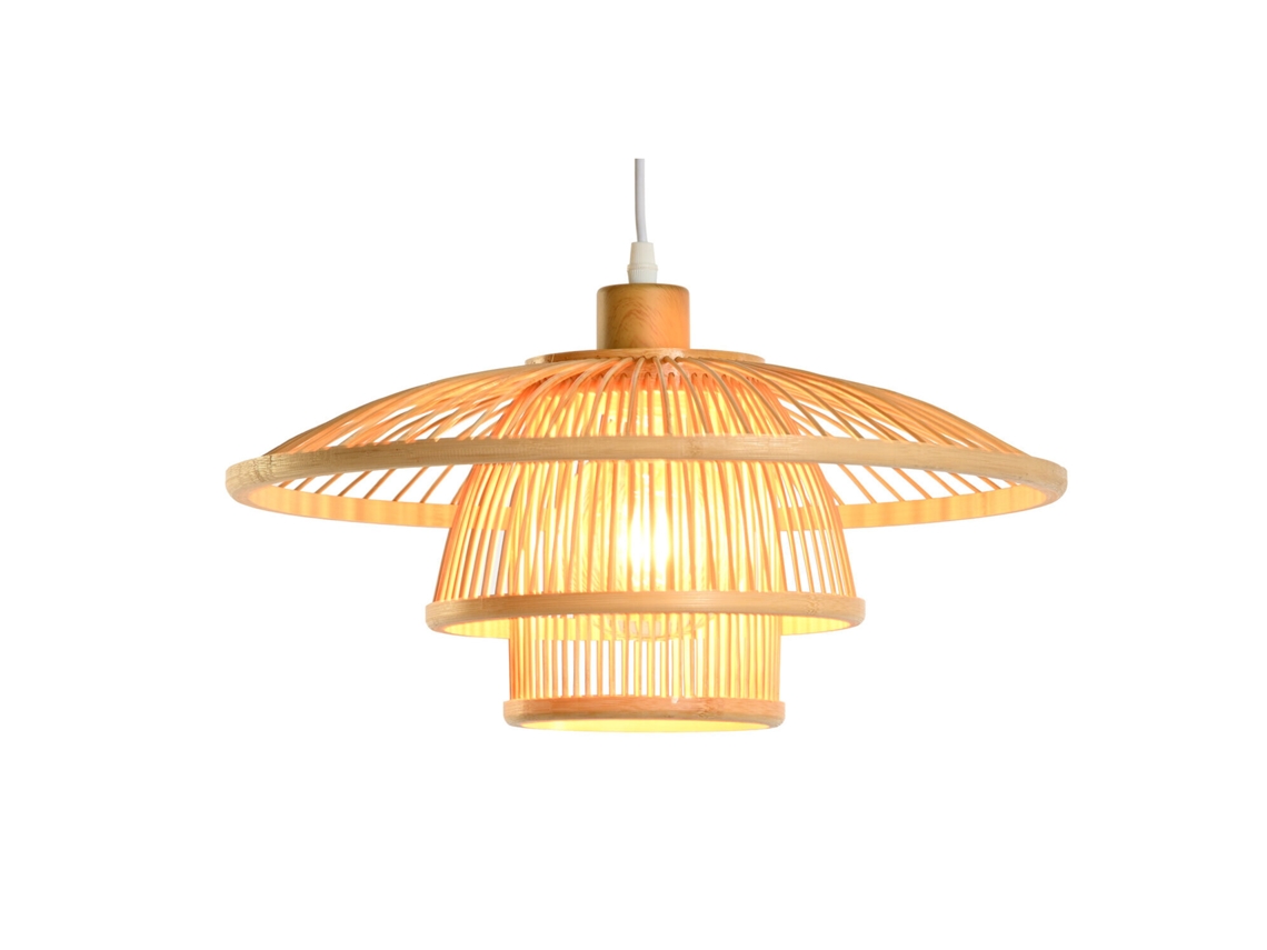 Lampara Techo Bambú E27 Natural Natural 40x40x18cm
