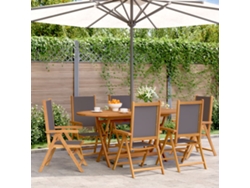 Sillas de jardín reclinables DKD Home Decor de 6 piezas, tela antracita/madera maciza