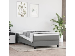 Estructura De Cama Sin Colchón Tela Gris Oscuro 90x190 Cm