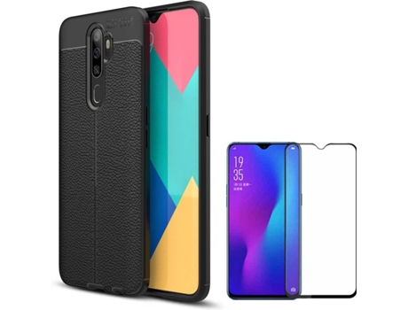 Carcasa y Protector Oppo A9 2020 Rugged Leather Negro