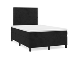 Cama Box Spring Con Colchón Terciopelo Negro 120x190 Cm