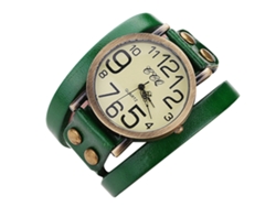 Reloj De Pulsera Unisex Vintage Ccq, De Cuero Sintético, De Cuarzo (verde)
