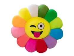 Cojín de girasol colorido con expresión de dibujos animados para sofá y oficina