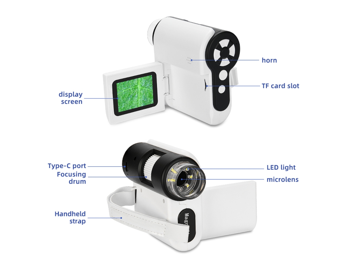 Microscopio De Bolsillo Para Niños Con Pantalla Led De 1000 Aumentos Y Grabadora De Fotos Y Vídeos De 2 Pulgadas. Juguete Educativo Stem.