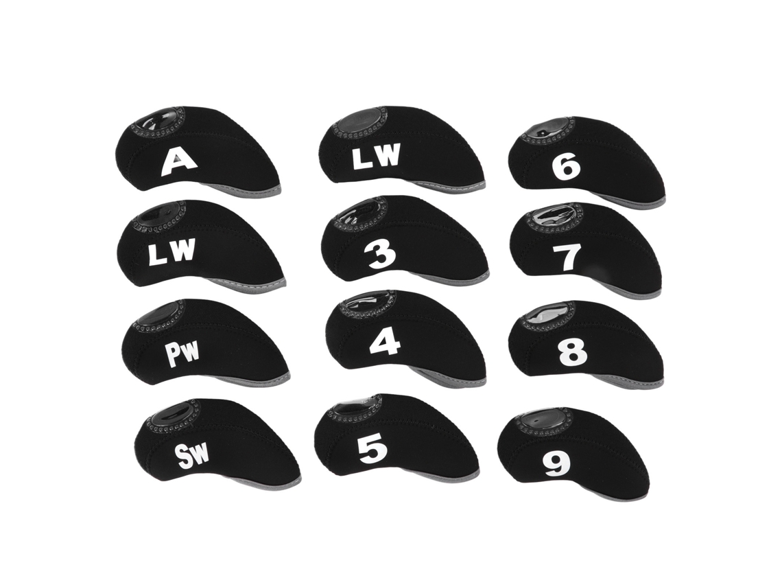 12 Fundas Protectoras Para Cabezas De Palos De Golf Con Números, Fabricadas En Neopreno Negro.