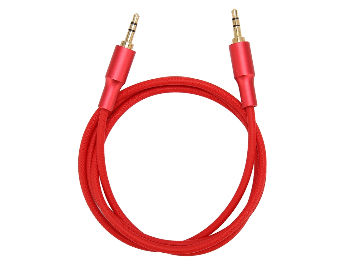 Cable De Audio Auxiliar Textil De Nailon De 3,5 Mm Macho-macho, 1 M/3,3 Pies, Para Auriculares De Coche - Rojo