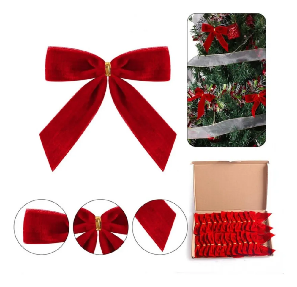 24 pequeños lazos de terciopelo rojo para Navidad (vayotoy)